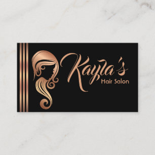 Cartão De Visita Chic Rosa Dourado Rosa Beleza Menina Cabelo Maquia