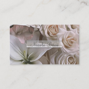 Cartão De Visita Chic Rosa Floral Chá de Noiva Elegante