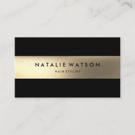 Cartão De Visita Chic Rough FAUX Dourada Stripe Negra Moderna Elega