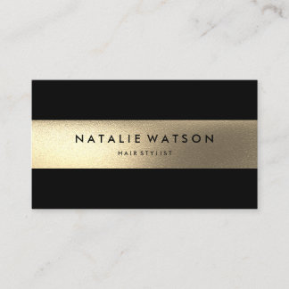Cartão De Visita Chic Rough FAUX Dourada Stripe Negra Moderna Elega