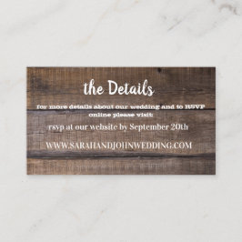 Cartão De Visita Chic Rustic Wood Website RSVP Card