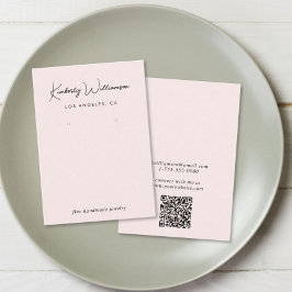Cartão De Visita Chic Script QR Code Earring Pink Display Card