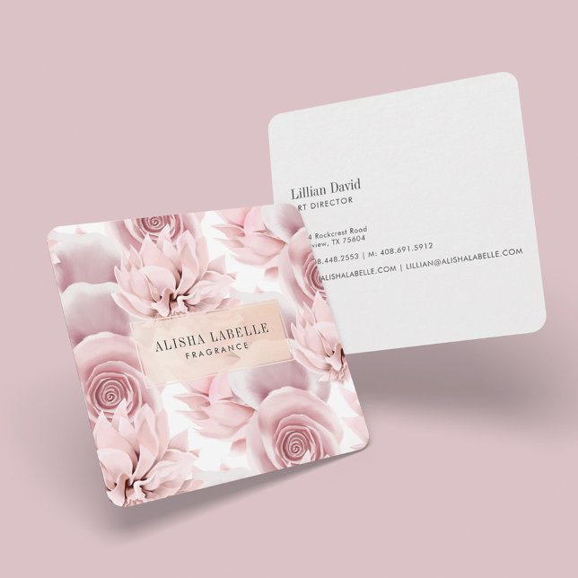 Cartão De Visita Chic & Stylish Blush Pink Floral Botanical (Criador carregado)