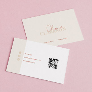 Cartão De Visita Chic Terracotta Areia Código Qr Minimalista