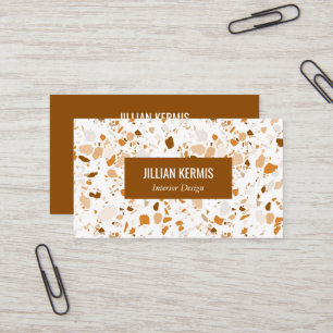 Cartão De Visita Chic terrazzo elegante Brown Terracotta CUSTOM