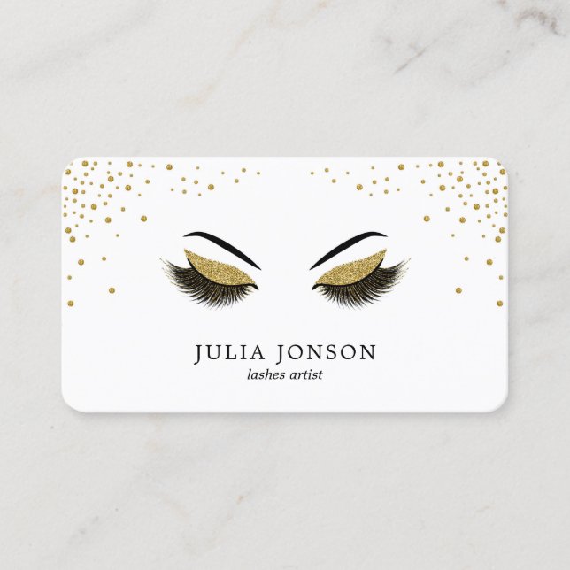 Cartão De Visita Chicotes modernos com o maquilhador Dourado do (Frente)