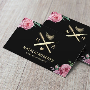 Cartão De Visita Chicotes & salão de beleza floral do vintage do