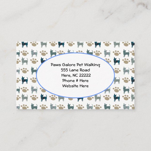 Cartão de visita Chihuahua & Paw (Frente)