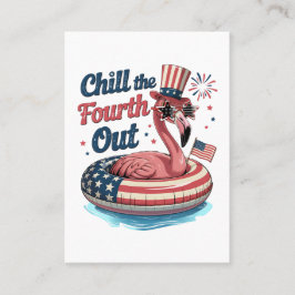 Cartão De Visita Chill The Fourth Out Funny 4th of July Flamingo