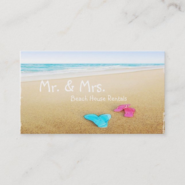 Cartão De Visita Chinelos no arrendamento bonito das férias da (Frente)