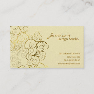 Cartão De Visita Chique decorativo do vintage de Deco das folhas