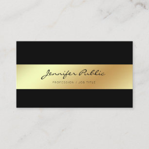 Cartão De Visita Chique Dourado preto branco elegante moderno