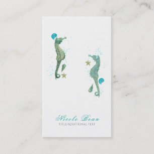 Cartão De Visita Chique elegante da praia da aguarela de dois