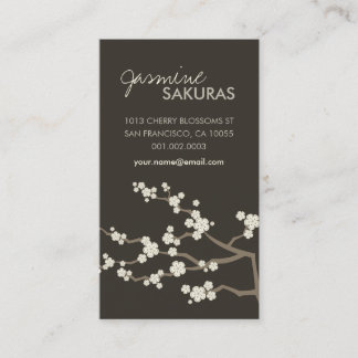 Cartão De Visita Chique elegante das flores de cerejeira orientais