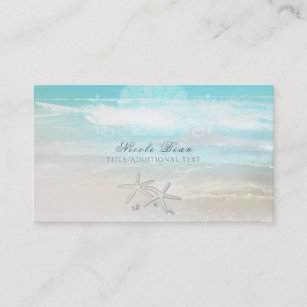 Cartão De Visita Chique elegante do verão da estrela do mar branca