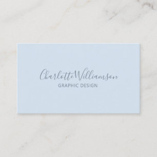 Cartão De Visita Chique Elegante Monograma Minimalista Azul Suave