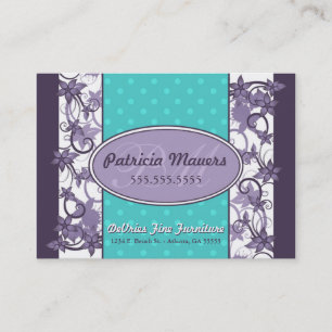 Cartão de visita chique floral e das bolinhas