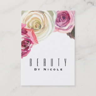 Cartão De Visita Chique Glam floral branco do rosa de rosas da