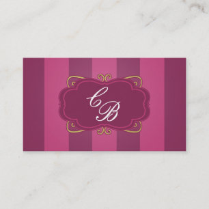 Cartão de visita chique listrado & Dourado roxo d