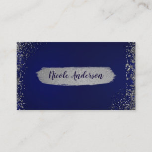 Cartão De Visita Chique moderno Glam real do brilho azul escuro &