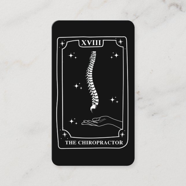 Cartão De Visita Chiropracinha Preta e Branca com Placa Tarot Místi (Frente)