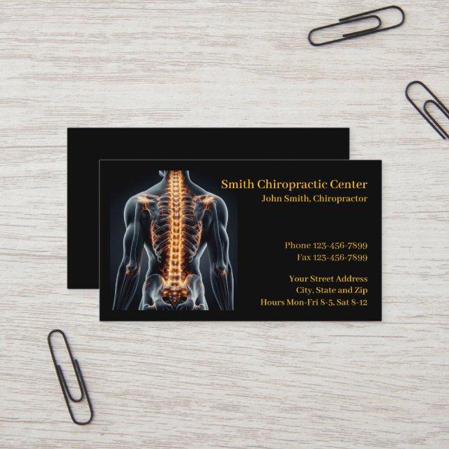 Cartão De Visita Chiropractic Chiropractic Clinic Business Card (Frente/Verso In Situ)
