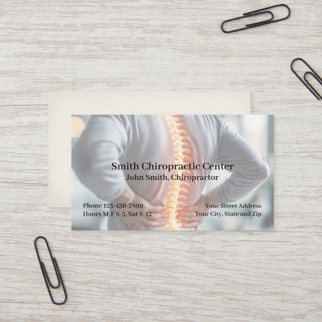 Cartão De Visita Chiropractic Pain Management Clinic Business Card (Frente/Verso In Situ)