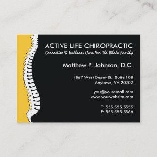 Cartão De Visita Chiropractor desproporcionado (amarelo) lateral da