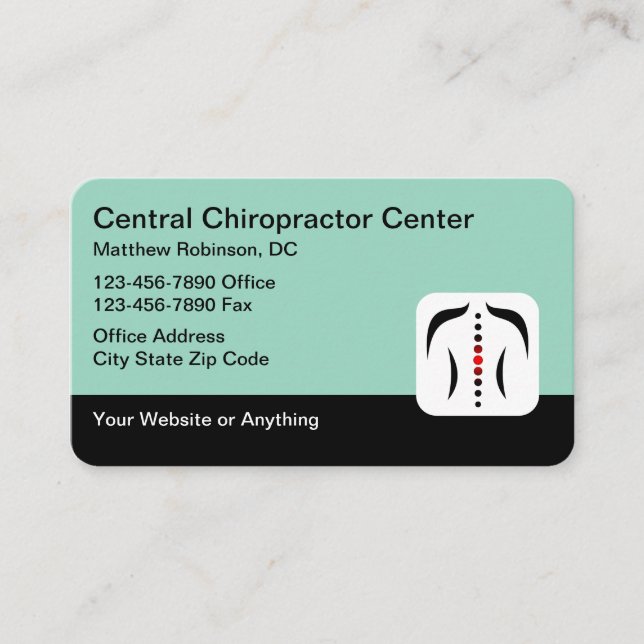 Cartão De Visita Chiropractor Medical Business Cards Spine Theme (Frente)