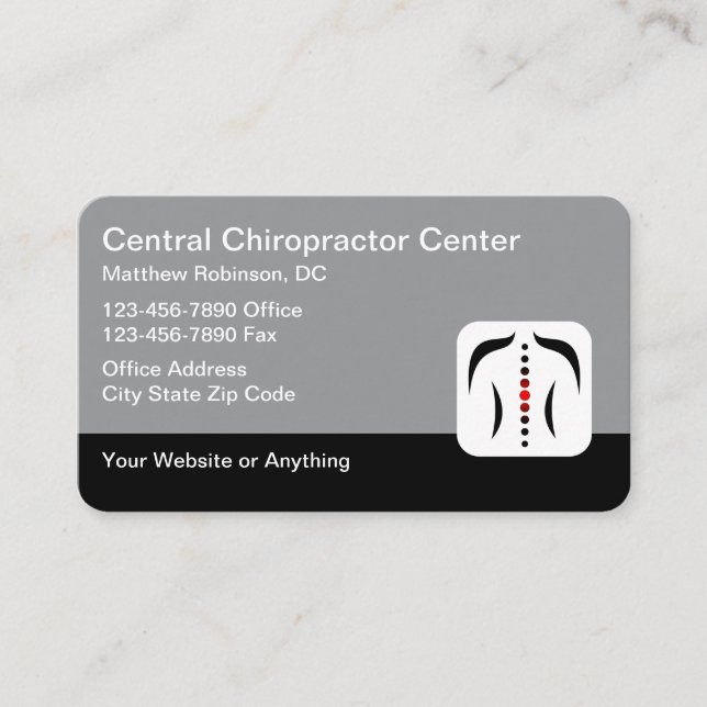 Cartão De Visita Chiropractor Medical Business Cards Spine Theme (Frente)