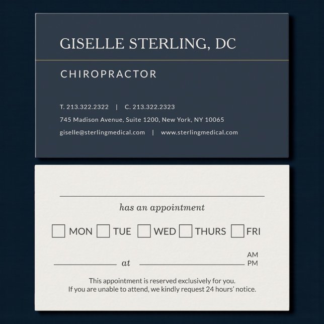 Cartão De Visita Chiropractor Office Appointment Reminder (Criador carregado)