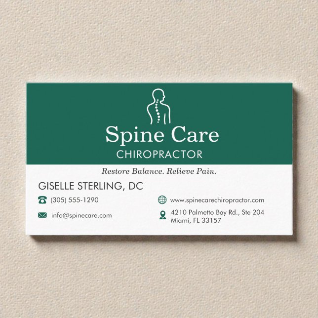 Cartão De Visita Chiropractor Spine Care Office Icon (Criador carregado)