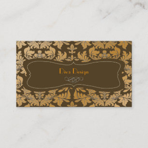 Cartão De Visita Chocolate barroco do damasco do ouro do falso