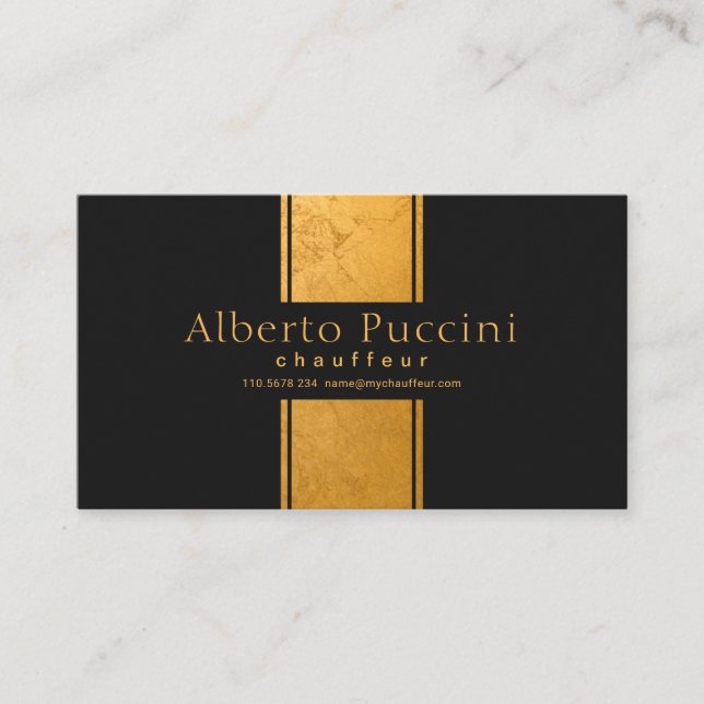 Cartão De Visita Chofer Simples de Coluna Dourada Marble (Frente)