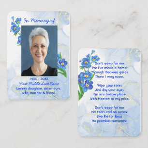 Cartão De Visita Christian Memorial Keepsaem Esqueça-me Não" Flores