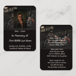 Cartão De Visita Christian Memorial Keepsake Motorcycle Biker