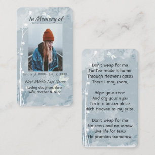 Cartão De Visita Christian Memorial Keepsasaara Dragonfly White Flo