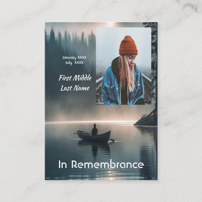 Cartão De Visita Christian Memory Keepsake Wilderness Lake Canoe (Frente)
