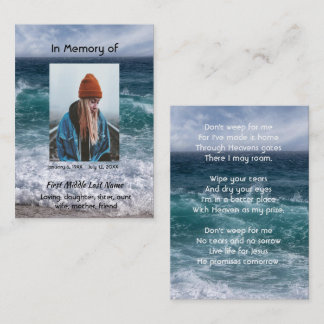 Cartão De Visita Christian Poem Memorial Keepsake Ocean Sea Beach