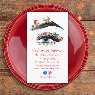 Cartão De Visita christmas chicotadas e sobrancelhas de beleza feri