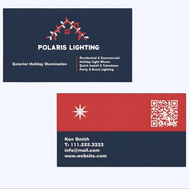 Cartão De Visita 🎄✩ ₊˚🦌⊹♡ Christmas Light Installation QR (Christmas Light Installation QR Business Card)
