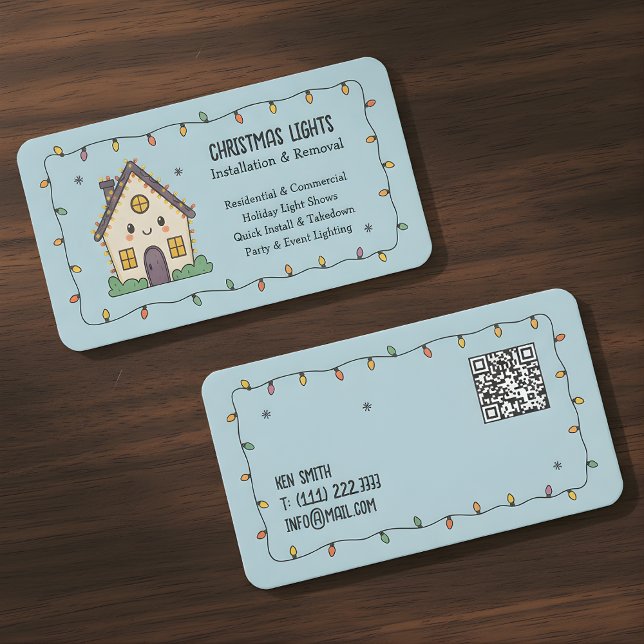 Cartão De Visita ☃️Christmas Lighting QR Vcard (Christmas Lighting QR Vcard Business Card)