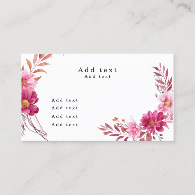 Cartão De Visita Chrysanthemum Rosa Quente (Frente)