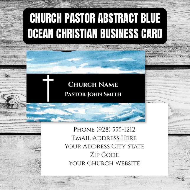 Cartão De Visita Church Pastor Abstract Blue Ocean Christian (Church Pastor Abstract Blue Ocean Christian Business Card)