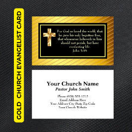 Cartão De Visita Church Pastor Gold KJV John316 Evangelist Card
