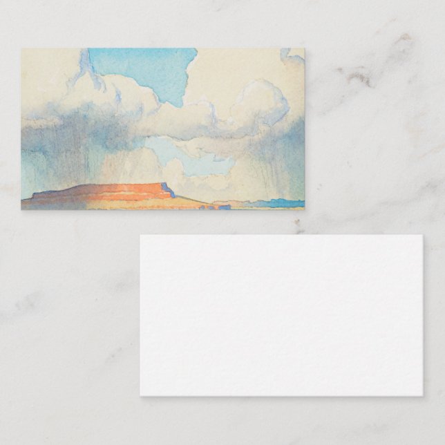 Cartão De Visita Chuva no Mesa, 1945 por Maynard Dixon (Frente/Verso)