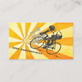 Cartão De Visita Ciclistas de Estradas com Bicicleta Retro Sunburst