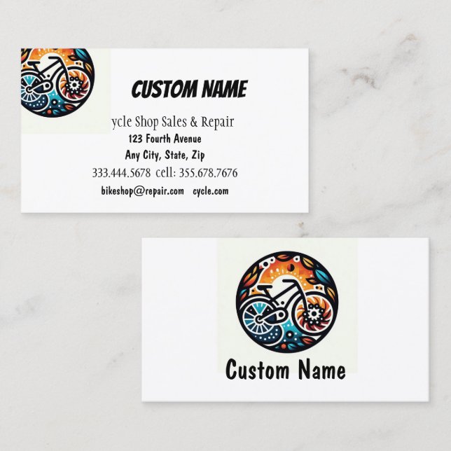 Cartão De Visita Ciclo Bicicleta Comprar Vendas e Reparo (Frente/Verso)