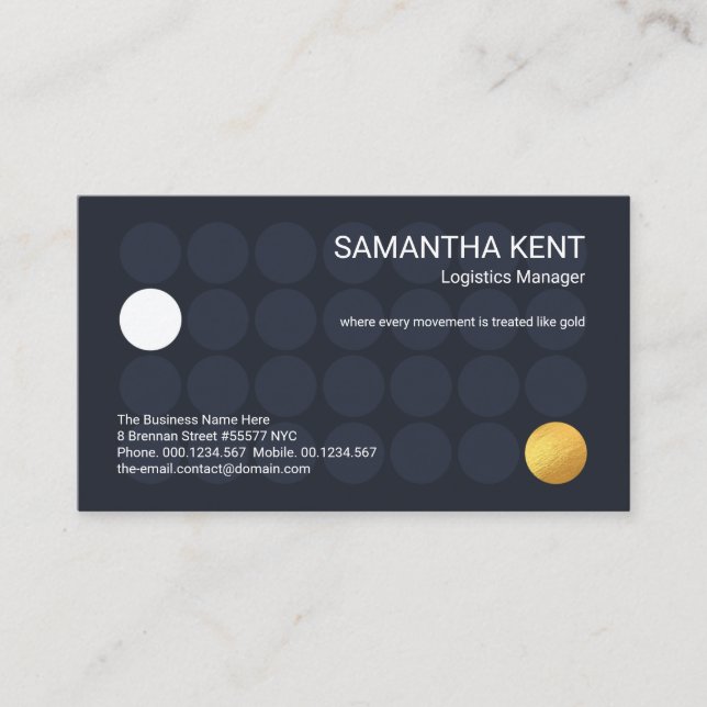 Cartão De Visita Cidade de Ponto Azul Movendo Dourada Tampa Logísti (Frente)