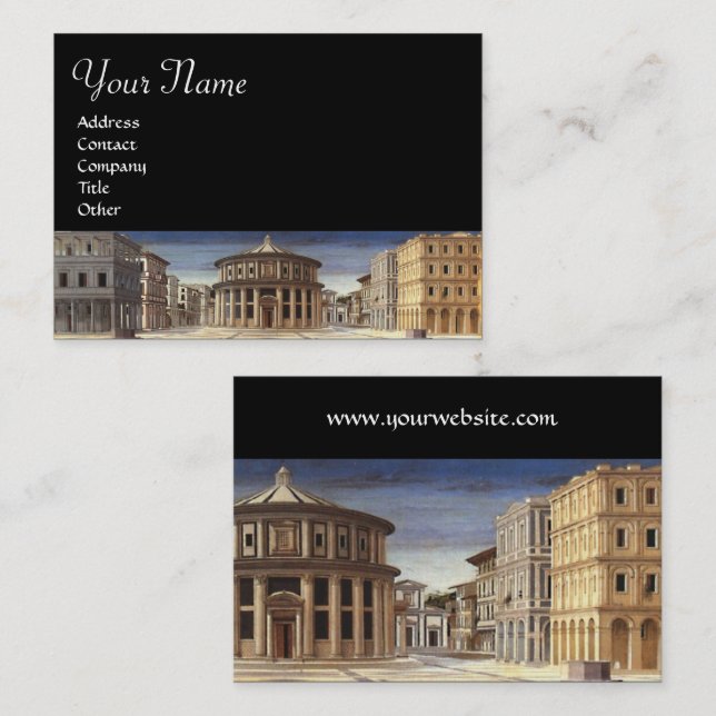 Cartão De Visita CIDADE IDEAL,Arquiteto Renascentista Preto (Frente/Verso)